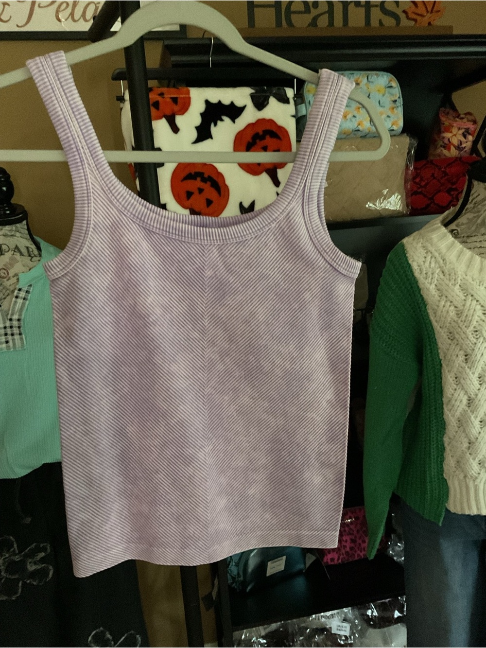 Zenana Lilac Ribbed Scoop Tank Top